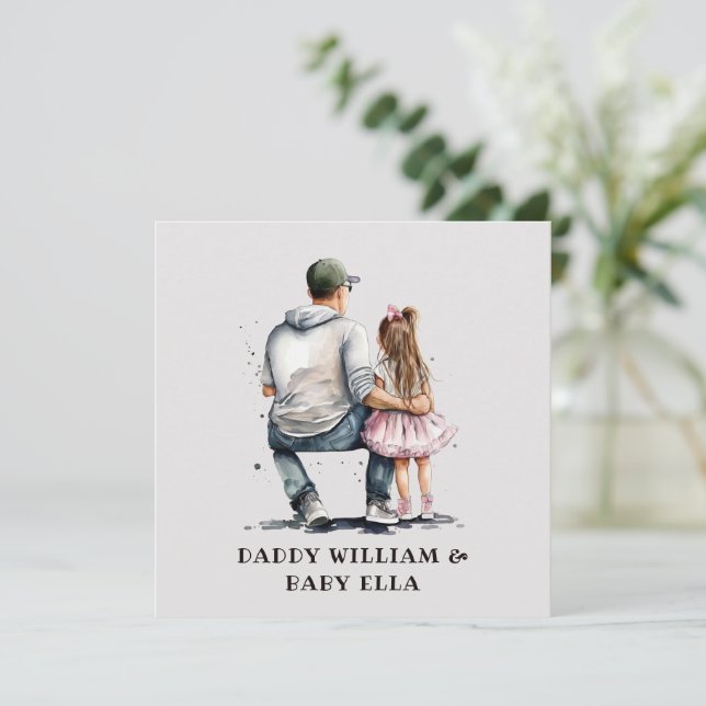 Carte Père et fille personnalisés (3) (Debout devant)