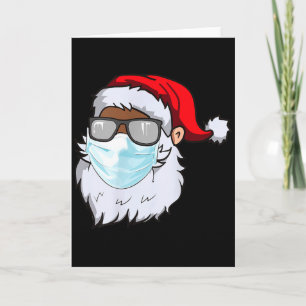 Carte Père Noël 2020 avec masque facial afro-américain C