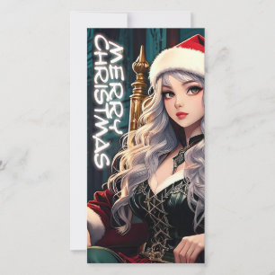 Carte Père Noël aux cheveux argentés – Joyeux Noël