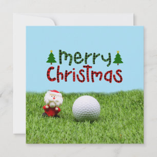 Carte Père Noël avec balle de golf Joyeux golfeur de Noë