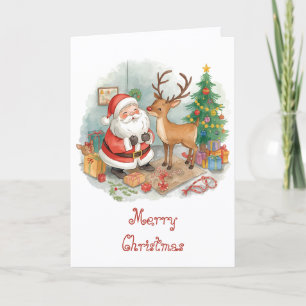 Carte Père Noël avec des jouets et des rennes & Noël fan