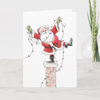 Carte Père Noël avec lumières de Noël