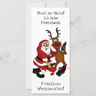 Carte Père Noël avec orignal - Joyeux Noël