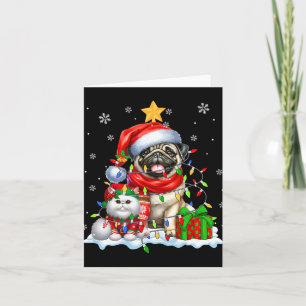 Carte Père Noël Carlin Avec Elf Chat Feux de Noël Propri
