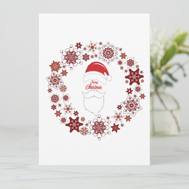 Carte Père Noël Casquette Et Beauté Avec Joyeux Noël (Debout devant)