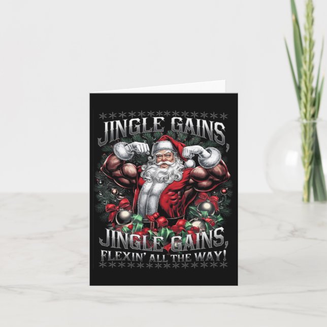 Carte Père Noël Christmas Gym entraînement Jingle Gains  (Devant)