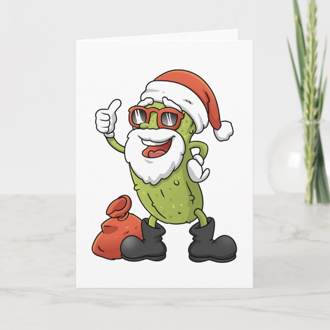 Carte Père Noël cornichon drôle dessin animé Noël vacanc (Devant)