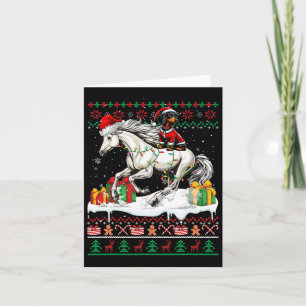 Carte Père Noël Dachshund équitation Cheval de Noël Swea