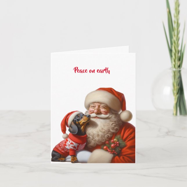 CARTE PÈRE NOËL DACHSHUND PUPPY CHRISTMAS CARD (Devant)