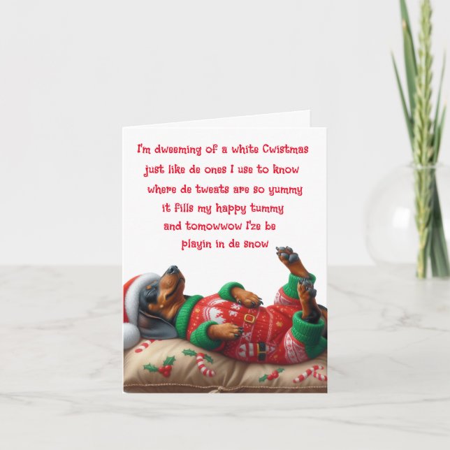 CARTE PÈRE NOËL DACHSHUND PUPPY CHRISTMAS CARD (Devant)