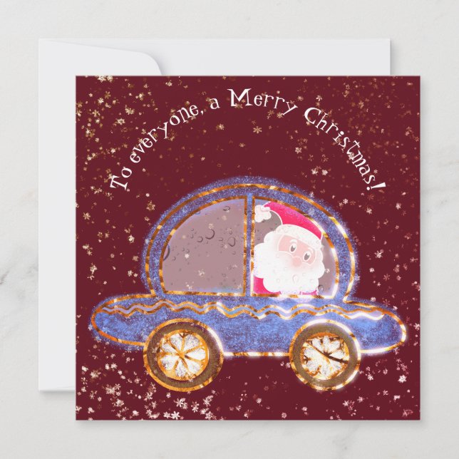 Carte Père Noël dans sa voiture à Noël (Devant)