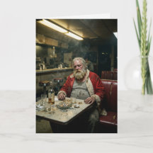Père Noël débraillé Diner Fumeur Humour Noir
