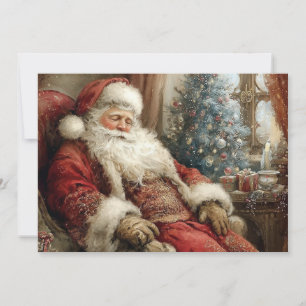Carte Père Noël dormant Joyeuses Fêtes à plat