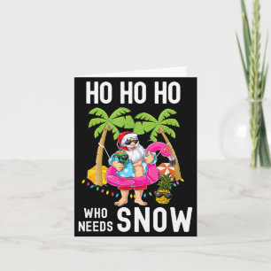 Carte Père Noël du palmier de Noël surfant sur la plage