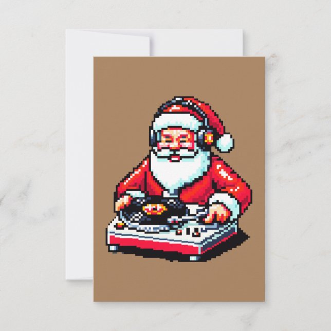 Carte Père Noël en DJ : Soirée de Noël à 8 bits (Devant)