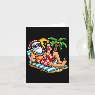 Carte Père Noël en maillot de bain Fête de Noël d'été su