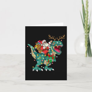 Carte Père Noël équitation Dinosaur T rex Deer Kids Boys
