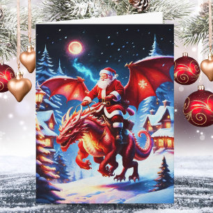 Carte Père Noël Et Dragon Le Soir De Noël