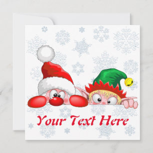 Carte Père Noël et Elf Cute et drôle Caractères Pékin