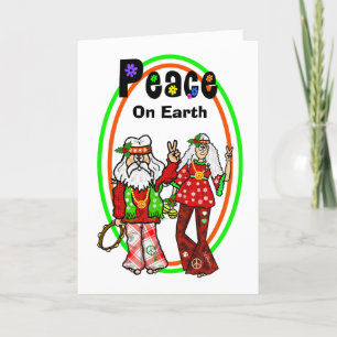 Carte père Noël et Mme Claus Hippie Christmas Card      