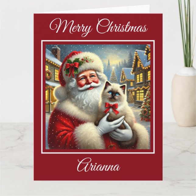 Carte Père Noël et Ragdoll Kitten dans le village de Noë (Devant)