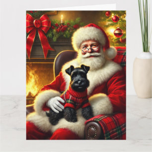 Carte Père Noël et Scottish Terrier dans le Sweater Fest
