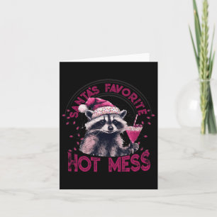 Carte Père Noël Favori Hot Mess Noël Funny Raccoon
