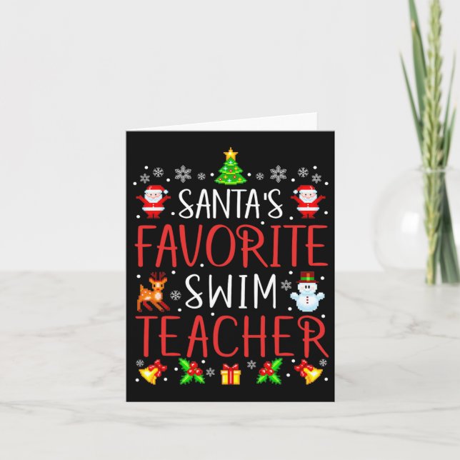 Carte Père Noël Favoris de natation enseignant Jumelage (Devant)