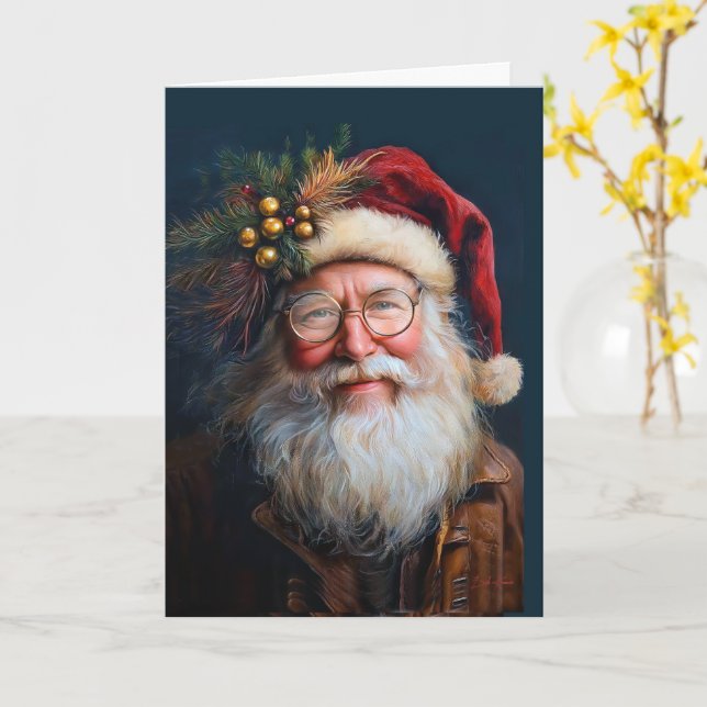 Carte Père Noël Festive En Pleine Gloire (Fleur jaune)