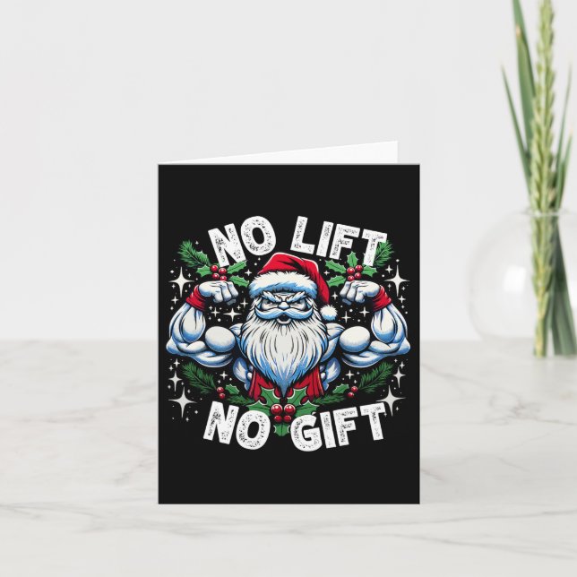 Carte Père Noël Fitness Bodybuilding Noël non Ascenseur  (Devant)