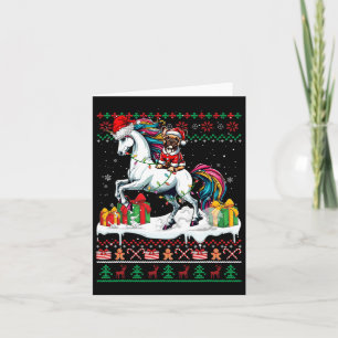 Carte Père Noël French Bulldog équitation Unicorn Christ
