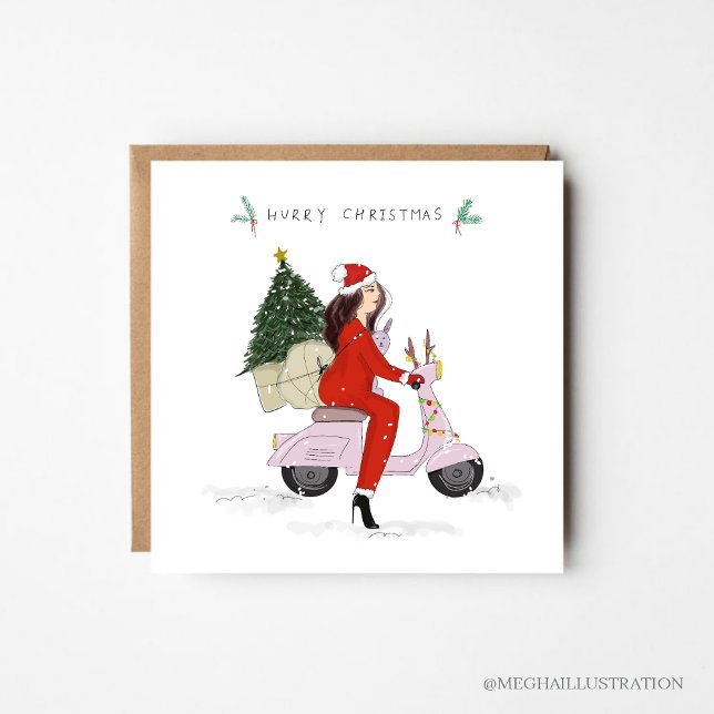 Carte père Noël girl, noël, (Créateur téléchargé)