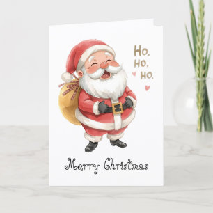 Carte Père Noël Ho Ho Ho & salutation fantaisiste 