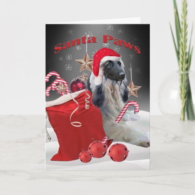 Carte Père Noël Hound Afghan (Devant)