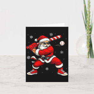 Carte Père Noël jouant au baseball Xmas Noël drôle de ba