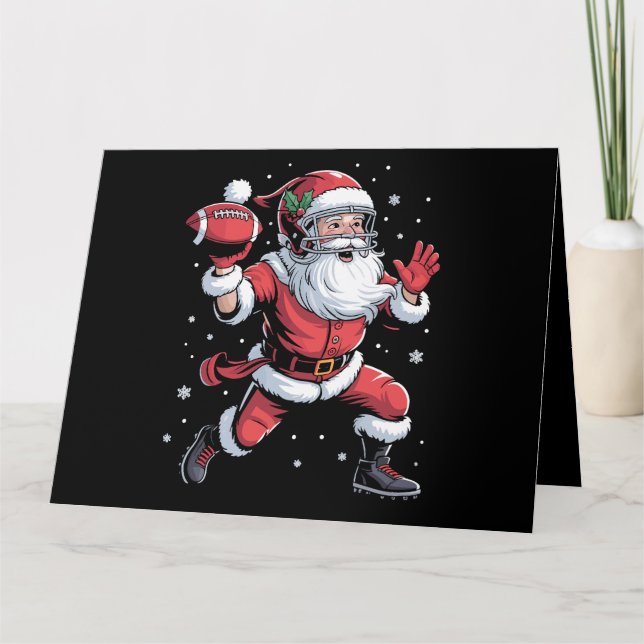 Carte Père Noël Jouant au football américain Noël (Devant)
