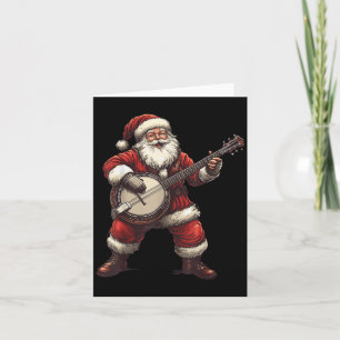 Carte Père Noël jouant du banjo Joueur de banjo drôle Bl