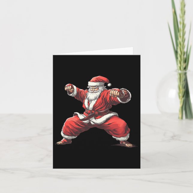 Carte Père Noël Jouer Funny Martial Arts Amateur Noël X (Devant)