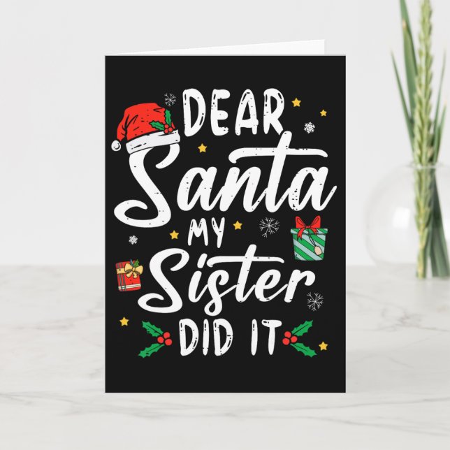 Carte Père Noël Ma Soeur L'a Fait Filles Garçons Enfants (Devant)