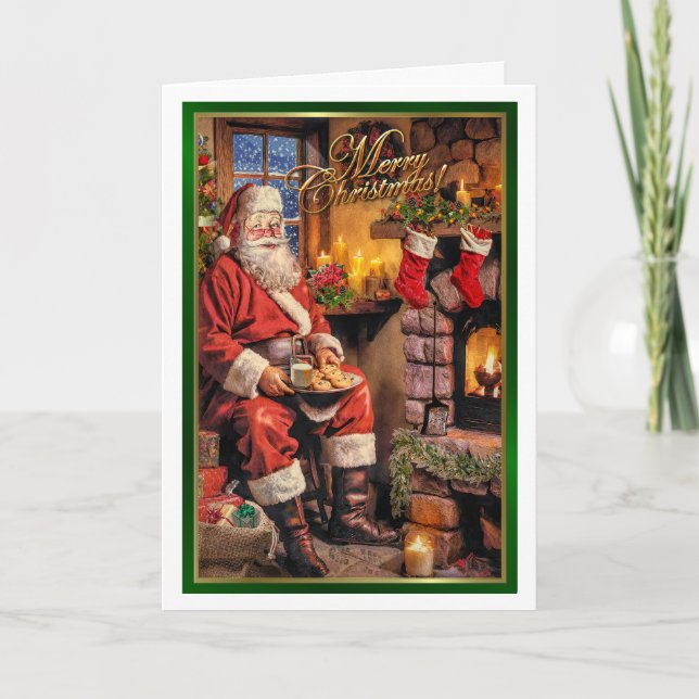 Carte Père Noël manger des cookies (Devant)