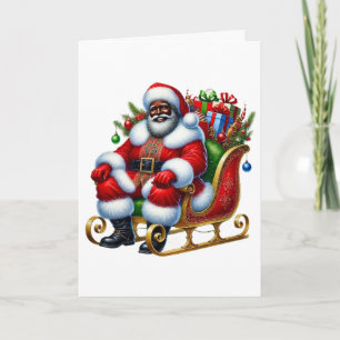 Carte Père Noël noire à Sleigh Noël personnalisé