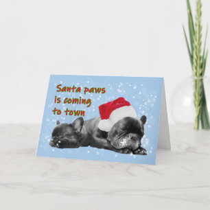 Carte Père Noël passe-taureau blanc pour Noël