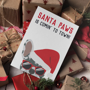 Carte Père Noël Paws Christmas Blue Merle French Bulldog