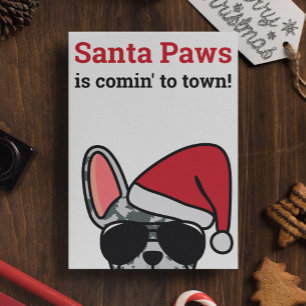 Carte Père Noël Paws Christmas Blue Merle French Bulldog