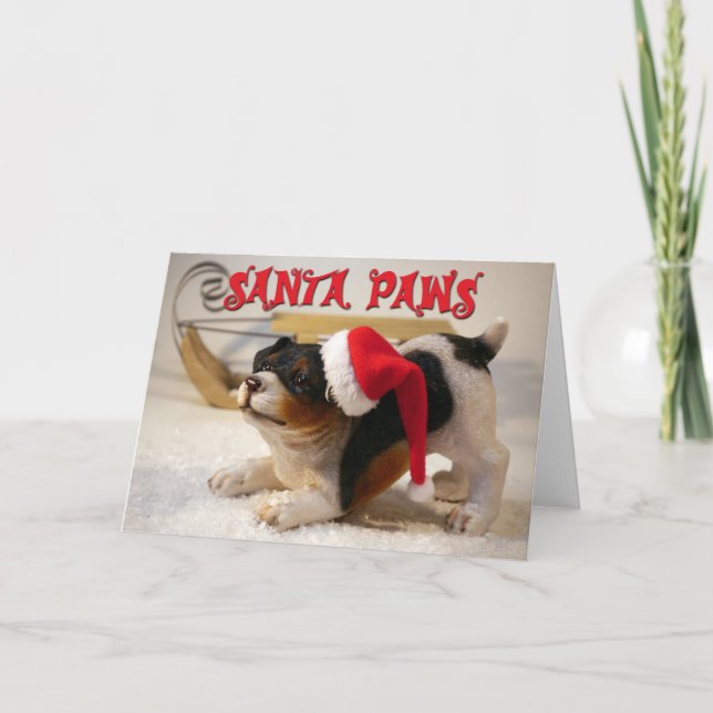 Carte Père Noël Paws Funny Christmas - Ajouter VOTRE CHI (Devant)