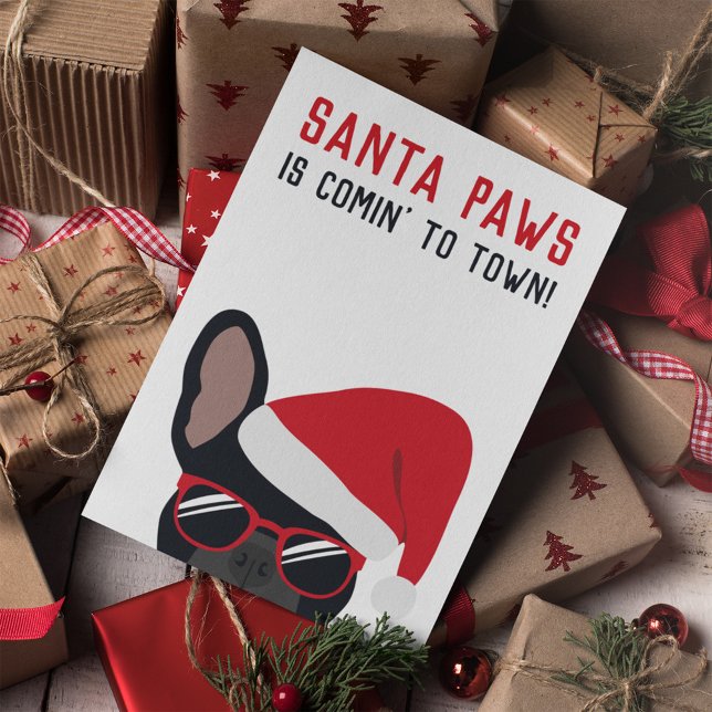 Carte Père Noël Paws Noir Chien à tête noire (Créateur téléchargé)