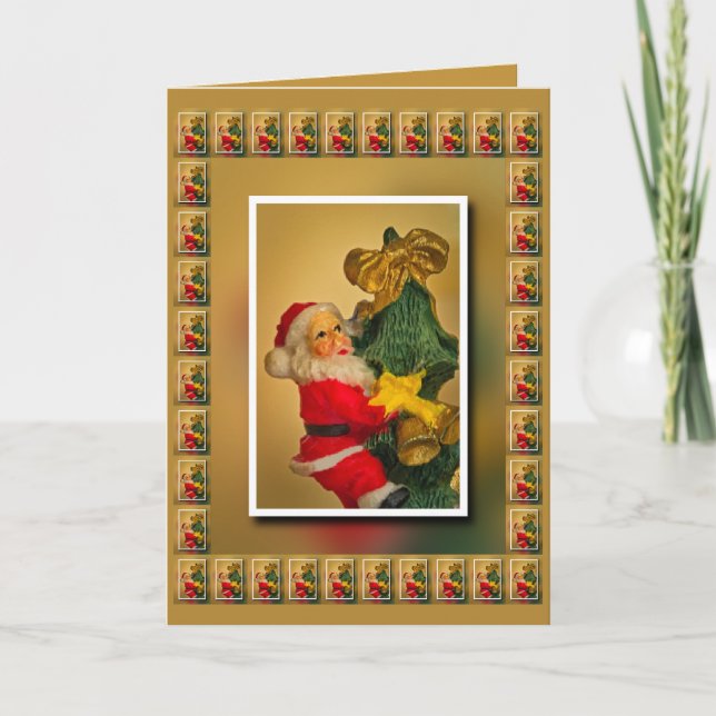 Carte Père Noël personnalisée sur l'arbre de Noël, Blanc (Devant)