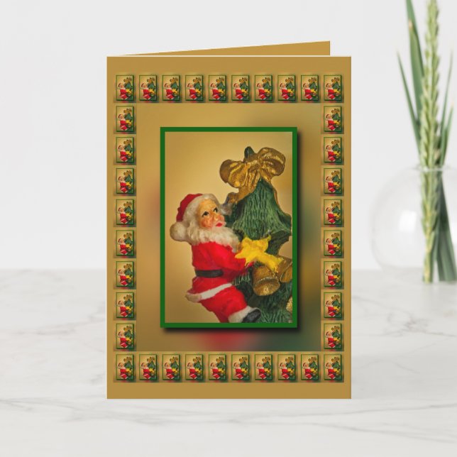 Carte Père Noël personnalisée sur l'arbre de Noël, Vert  (Devant)