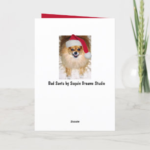 Carte Père Noël Poméranienne "Joyeux Noël de Woofi