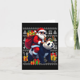 Carte Père Noël Riding Panda illuminations de Noël laid 